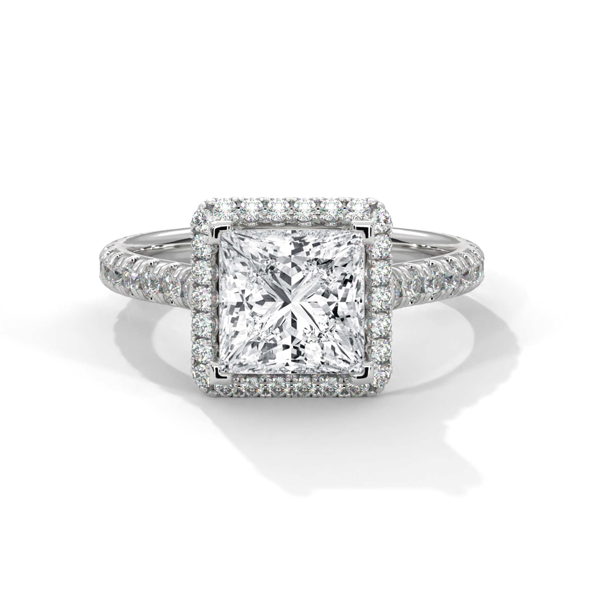 Princess cut halo ring