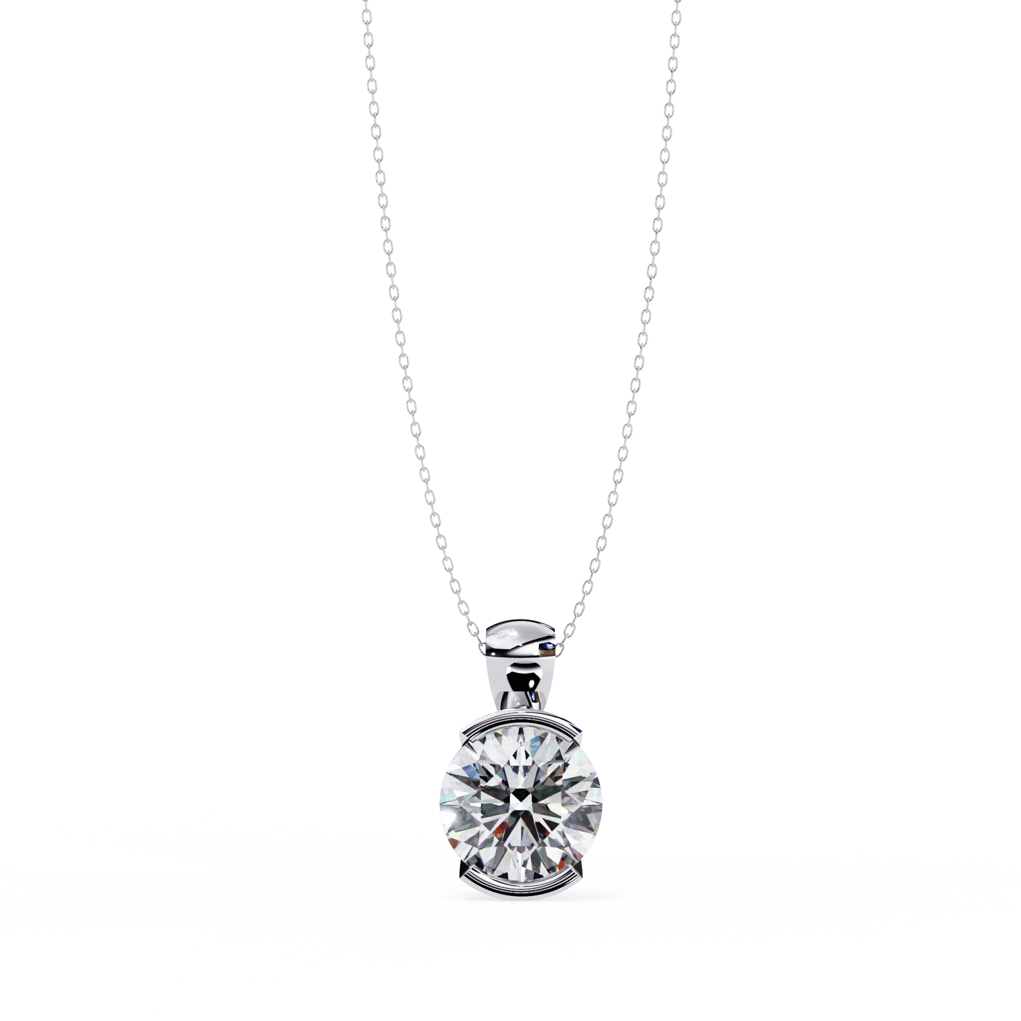 Half-Bezel Round Diamond Pendant