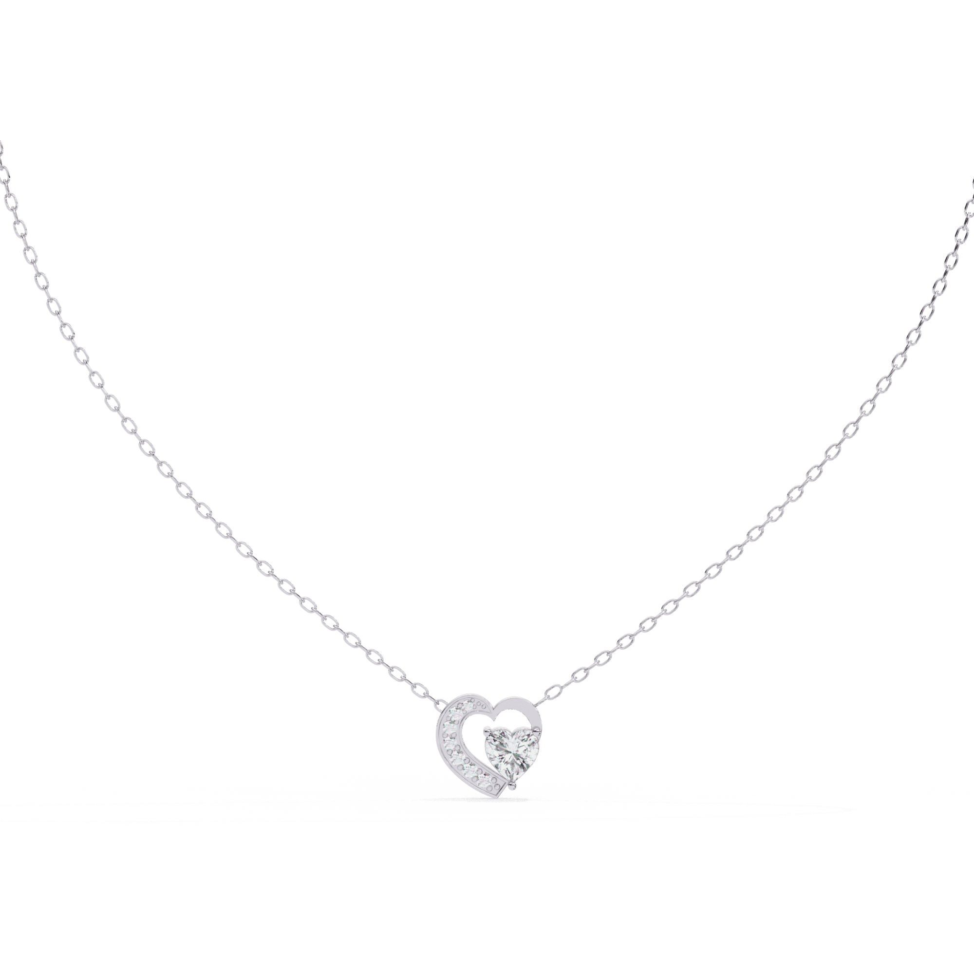 Diamond heart glow pendant