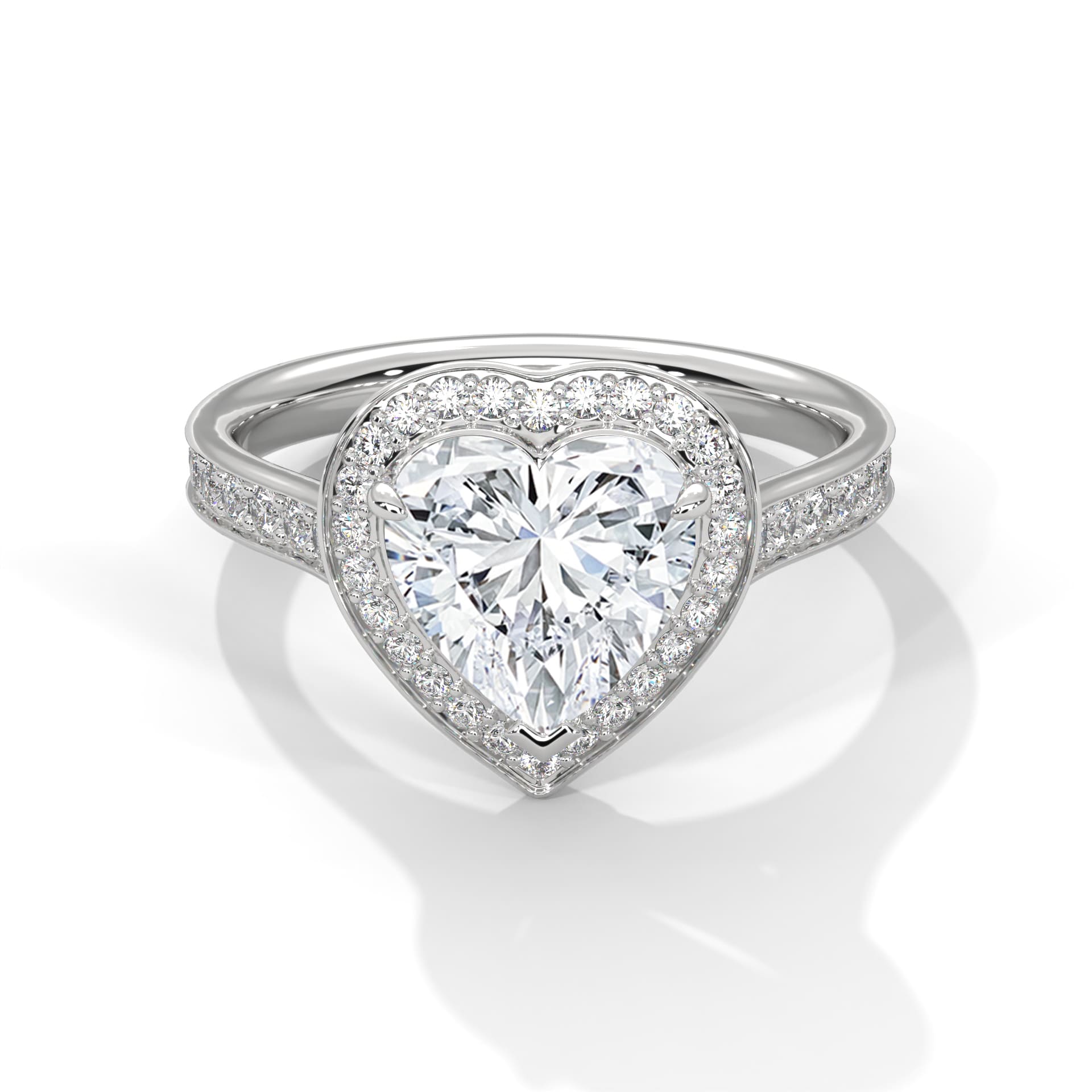 Heart diamond halo ring