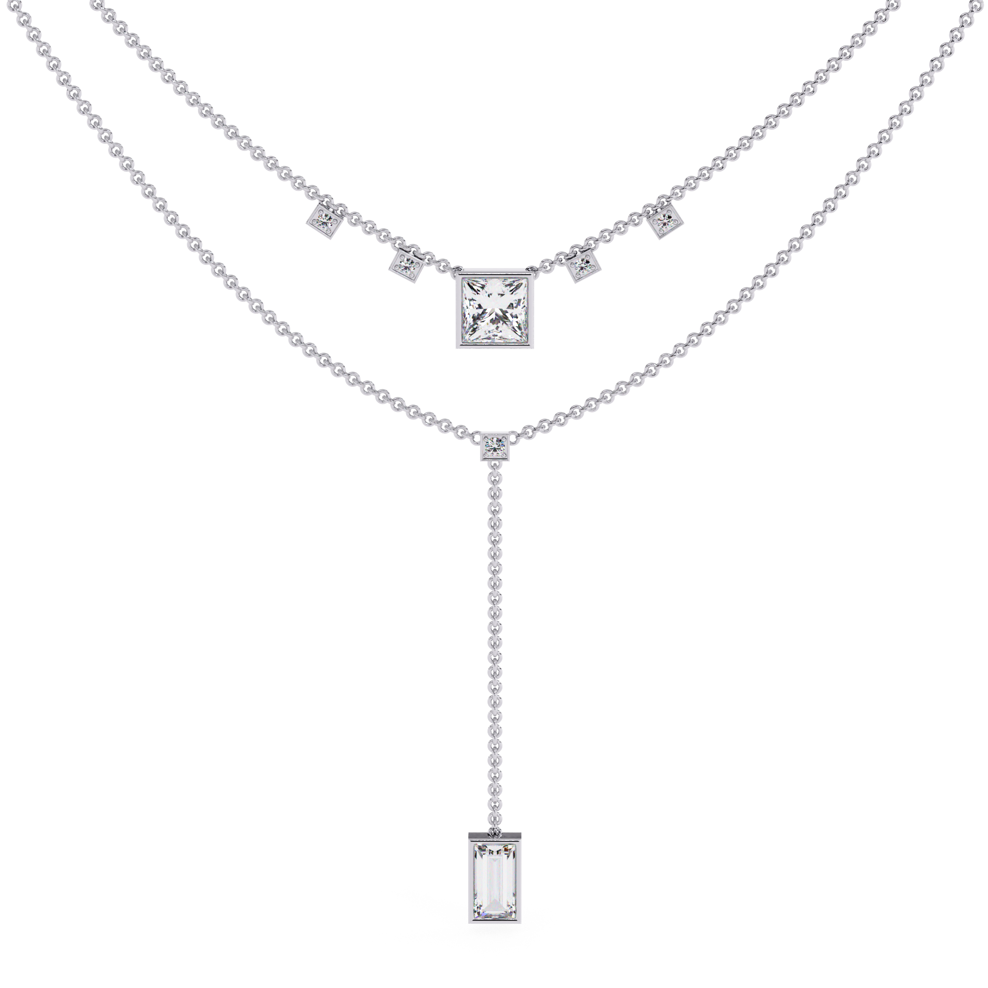 Layerable Princess-Cut Diamond Necklace
