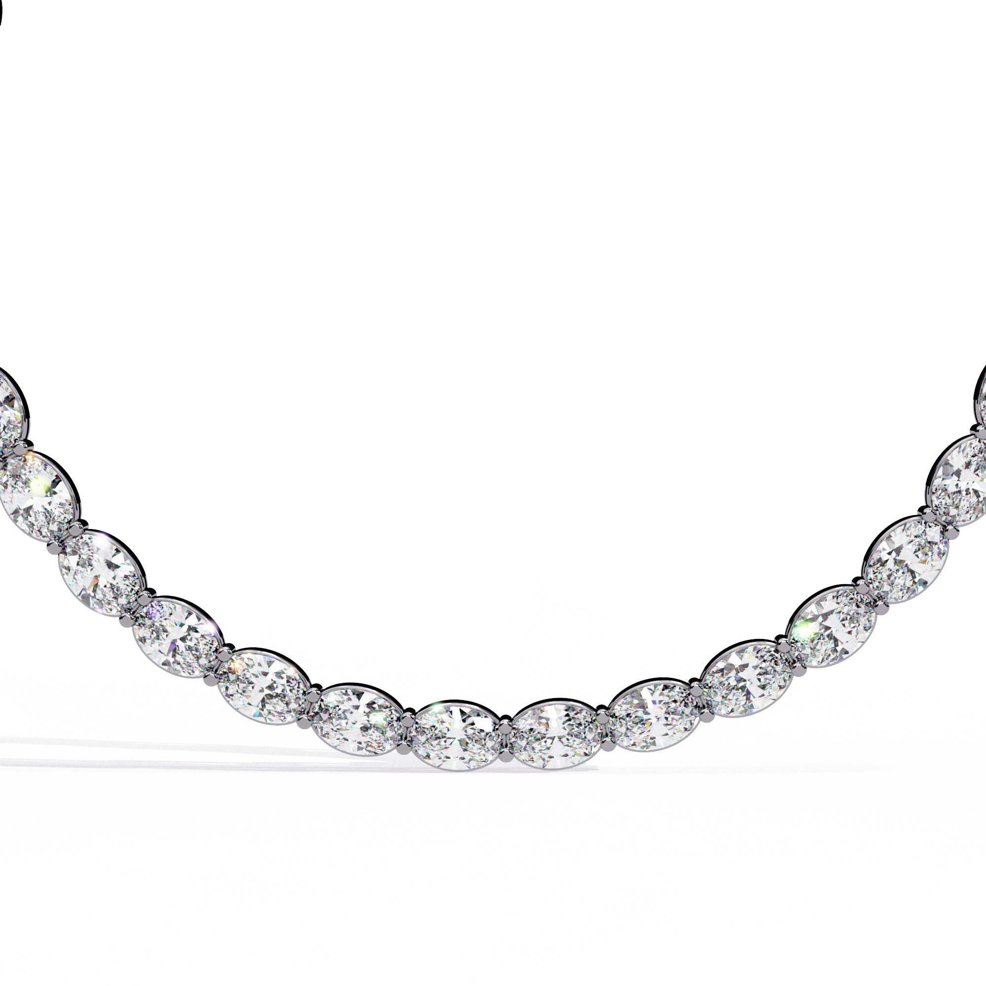 Oval Diamond Tennis Necklace