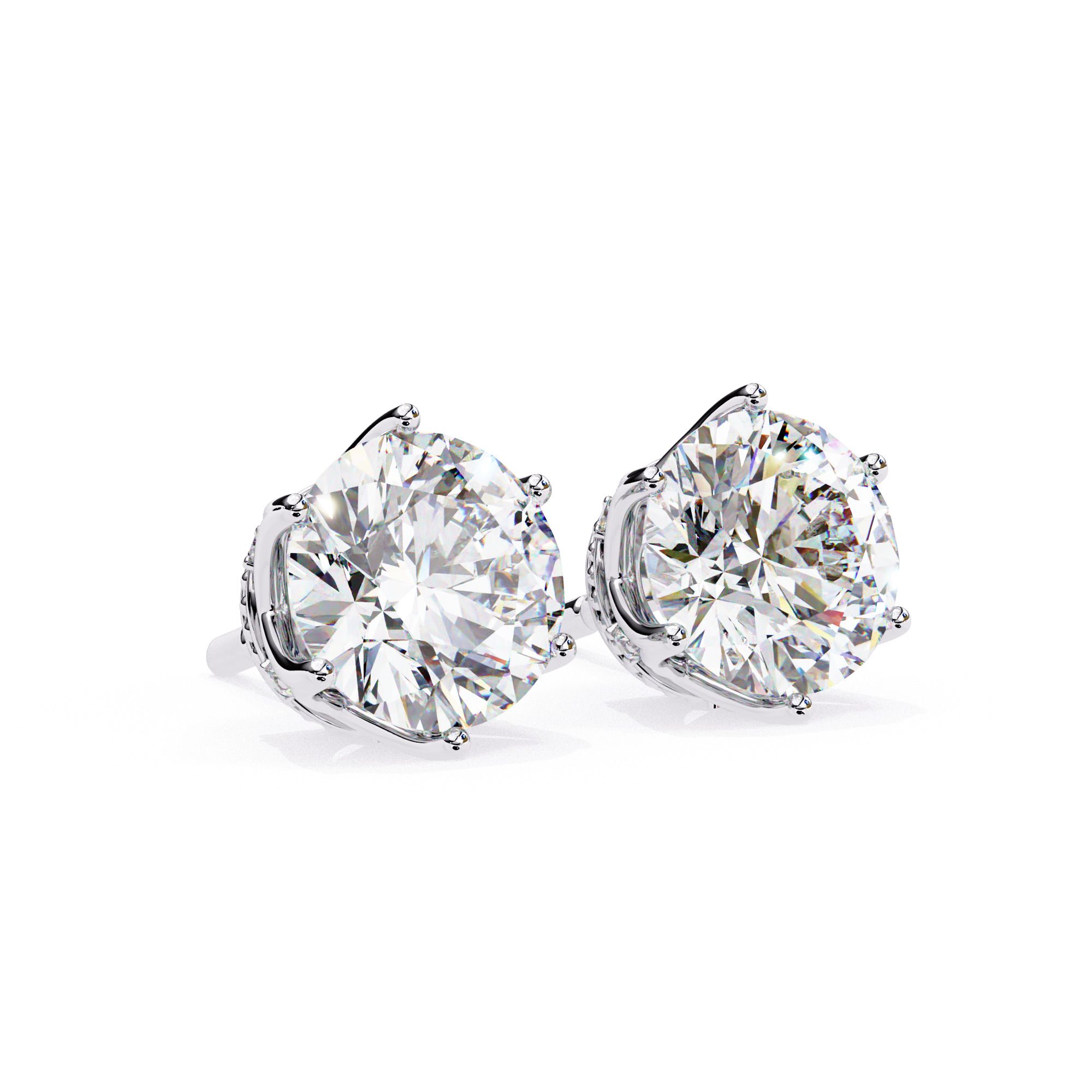  Round Brilliant Diamond Stud Earrings 