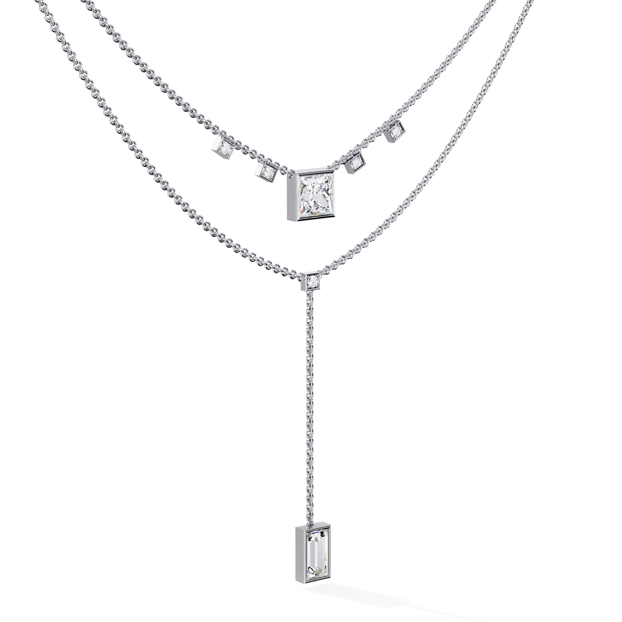 Layerable Princess-Cut Diamond Necklace