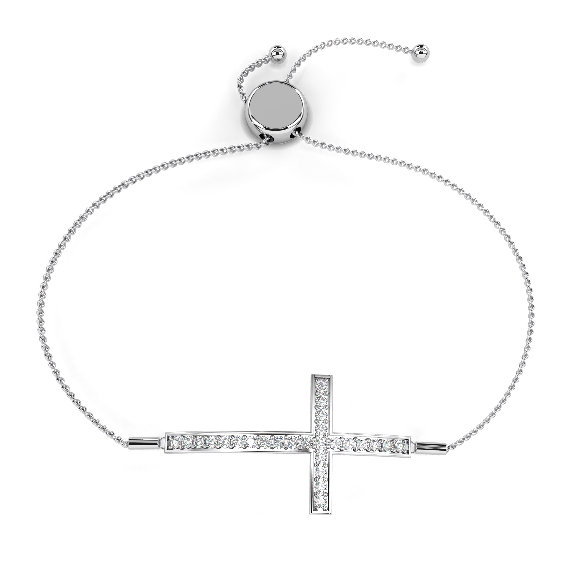 Pave Diamond Cross Adjustable Bracelet