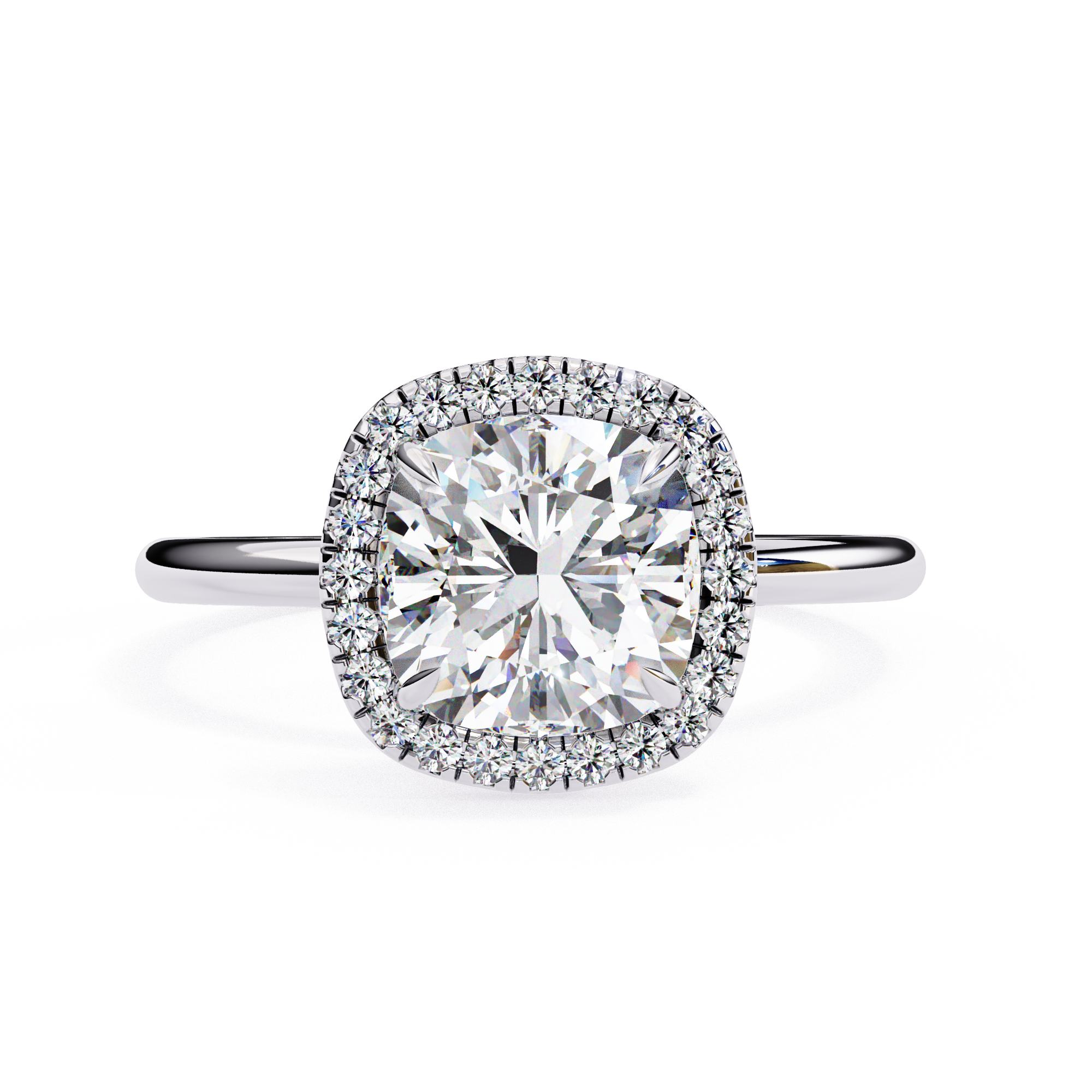 Cushion Halo Engagement Ring