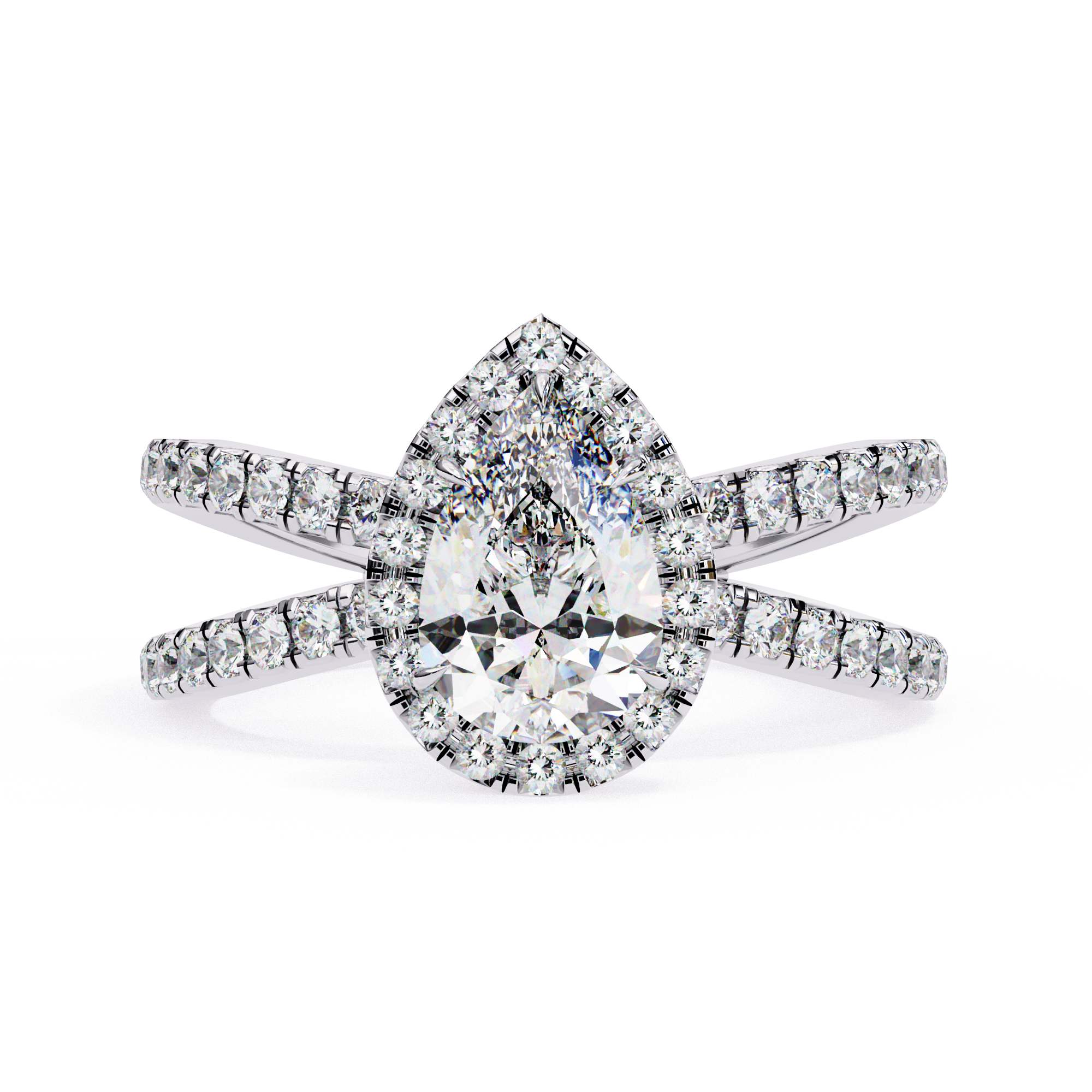 Pear Diamond Cut Halo Ring