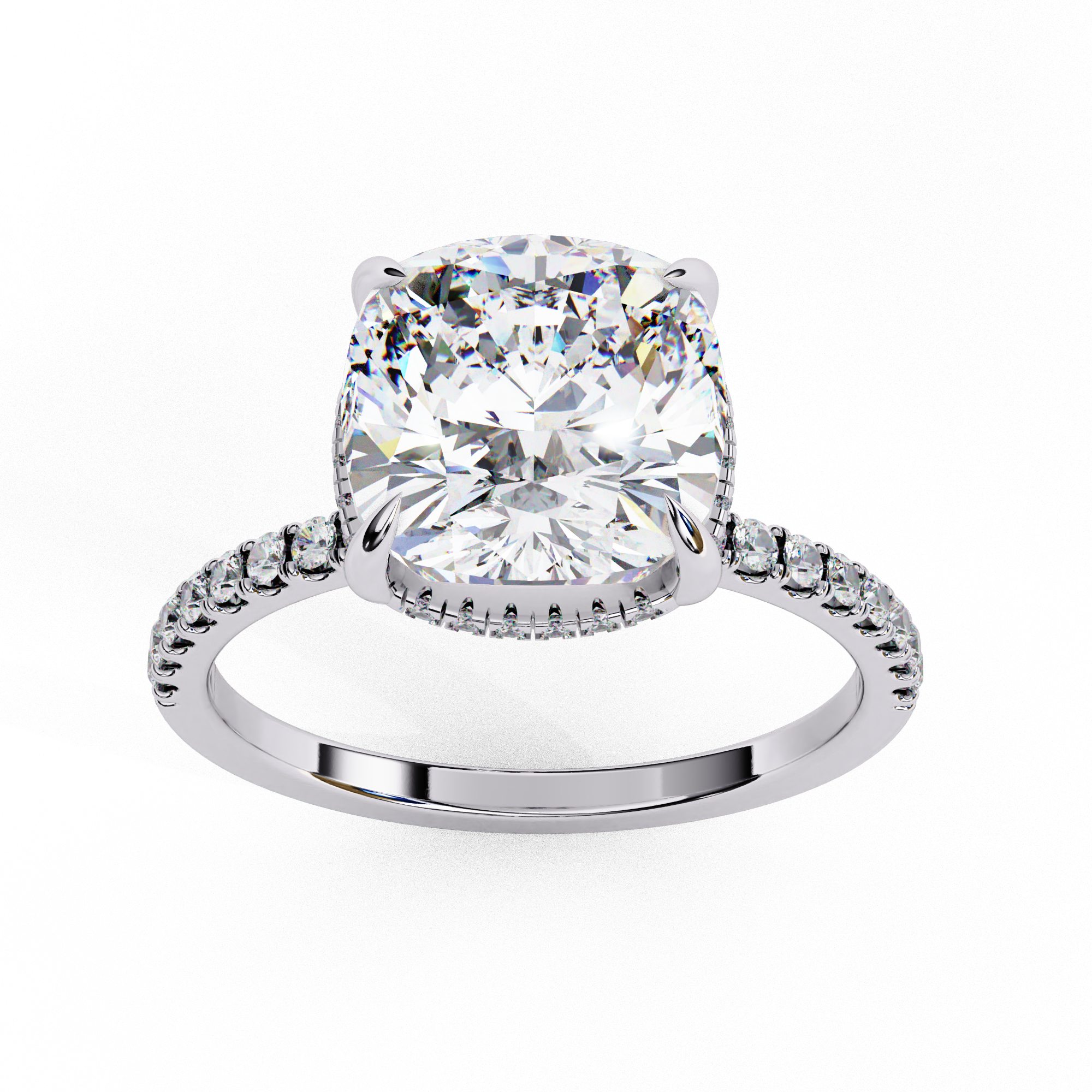 Cushion cut halo diamond ring