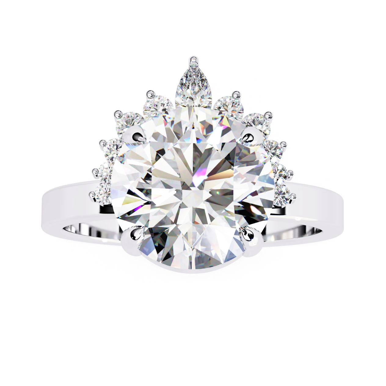 Luxury Diamond Halo Ring with Sunburst Design
