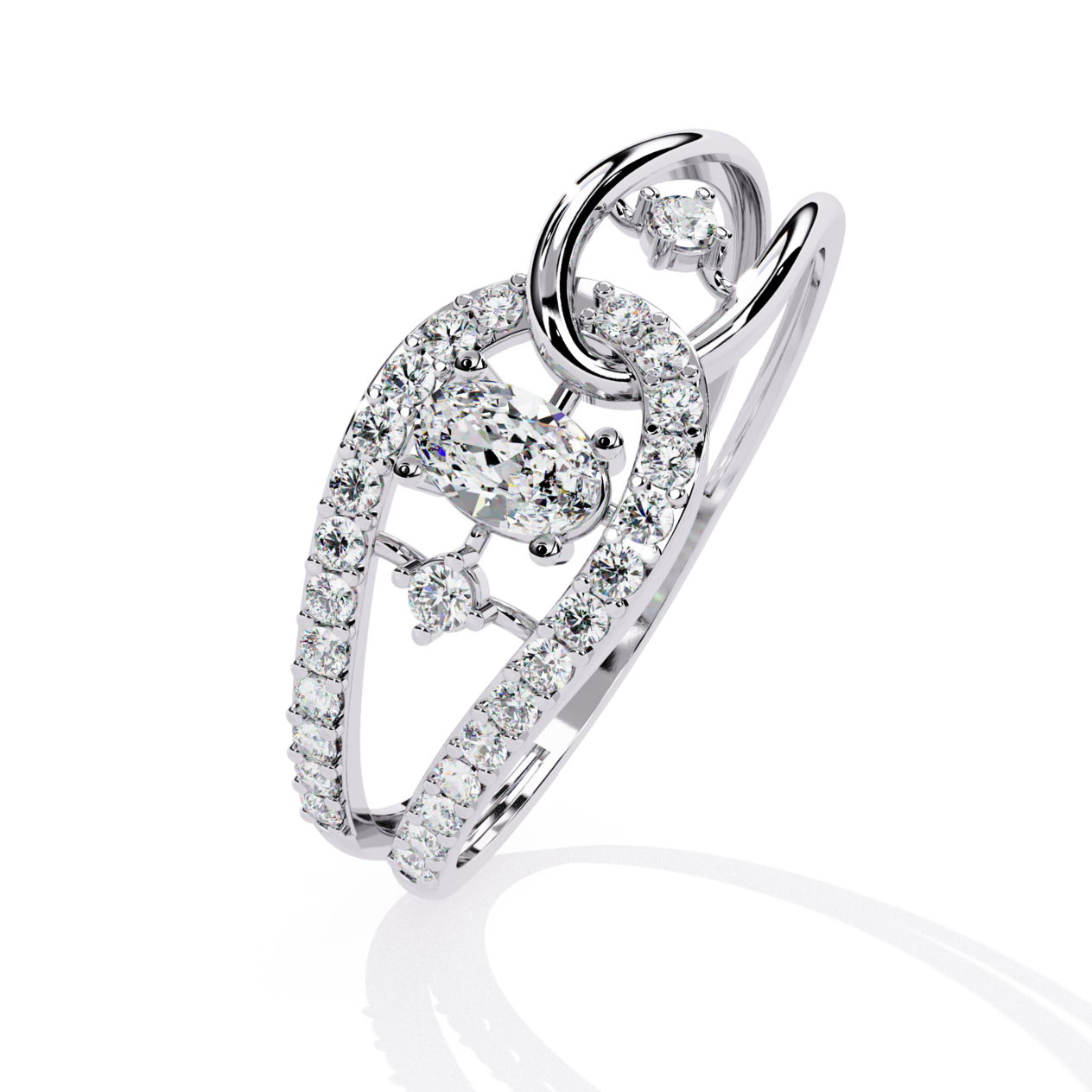Oval diamond fusion ring
