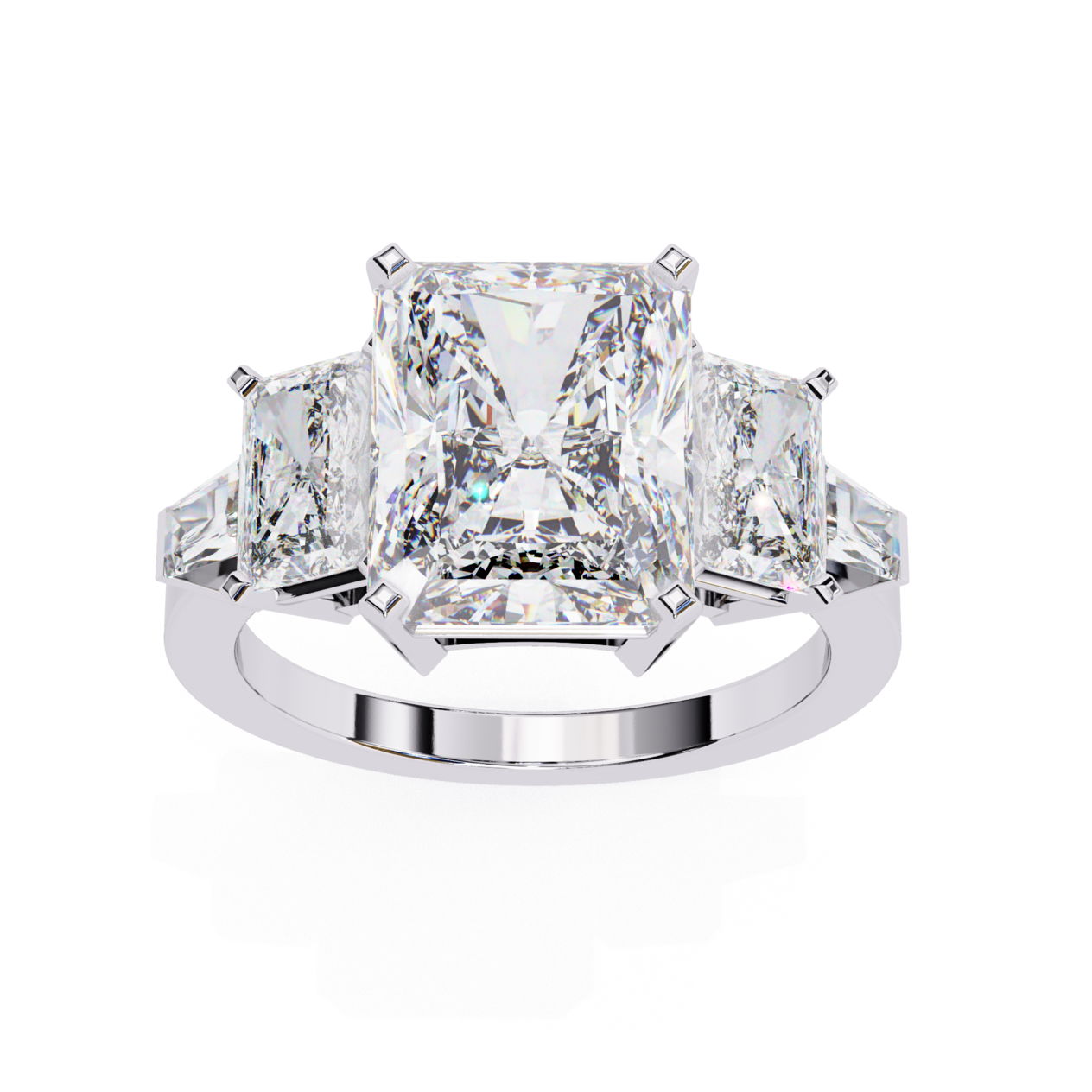 Three Stone Rediant cut diamond ring
