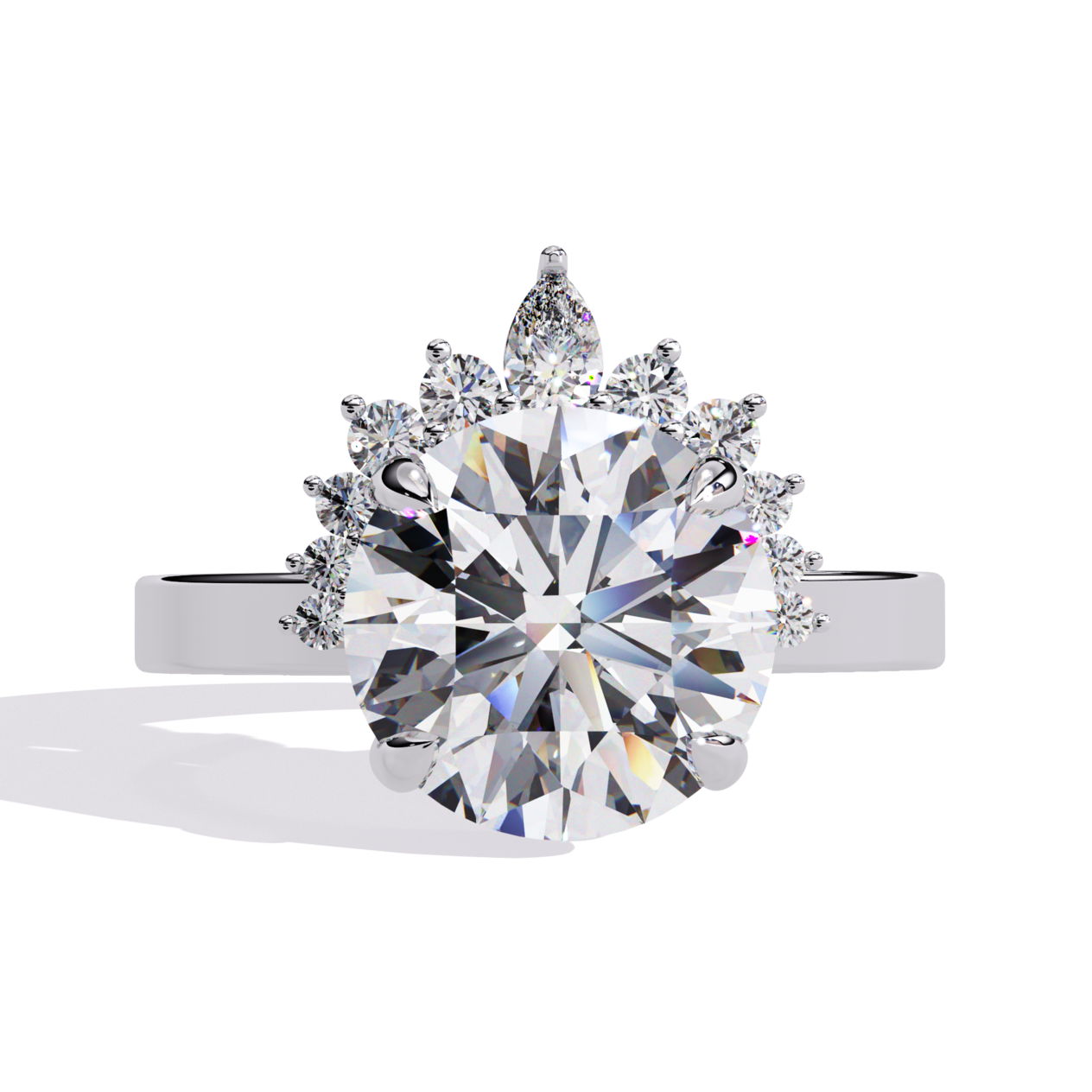 Luxury Diamond Halo Ring with Sunburst Design