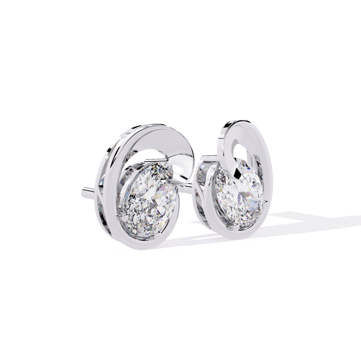 Brilliant cut oval diamond studs