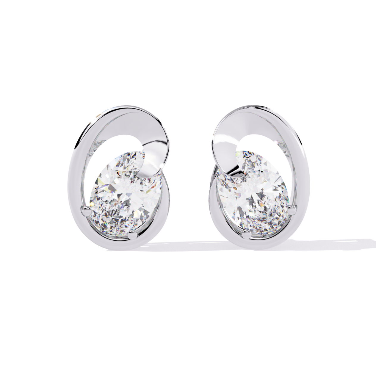 Brilliant cut oval diamond studs